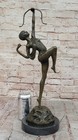 Signed Cast Bronze Diana The Huntress Art Deco Nude Sculpture Statue Mythical
