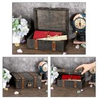 Wooden Treasure Chest With Lock  Vintage Grey Pirate Chest Keepsakes For Gift   