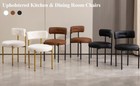Set Of 4 Modern Boucle Dining Chairs Curved Backrest  Metal Legs For Living Room