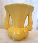 Vintage Niloak Art Pottery Vase Dawn Wing Yellow 5 5  Tall Mid Century  