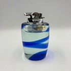 Blitz Top Table Lighter Blue Good Art Glass Swirl Vintage Chrome
