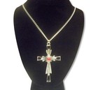 Medieval Renaissance Cross Necklace Silver Finish With Black Epoxy Nk-368