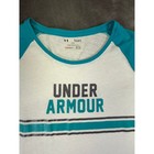 Under Armour Heatgear Raglan Baseball Tee White Teal Youth Large Ylg Loose Fit