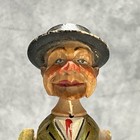 Vintage Mechanical Animated Cork Bottle Stopper Carved Wood German Man 1950s