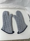 Pair Of  17 Inch Dark Blue And White Gingham Oven Mitts 2 Total