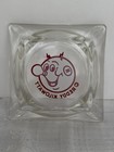 Vintage 1950s Reddy Kilowatt Glass Square Ashtray Electricity 3 5    Red White