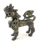 Brass Vintage Chinese Foo Dog Lion Kylin Beast 6 75  Tall Figurine Statue Heavy