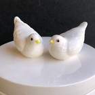 Vintage Small Round White Porcelain Trinket jewelry Box 2 Dove Love     birds