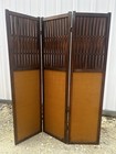 3-panel Foldable Freestanding Wood Room Divider W  Book Pattern Fabric Inserts