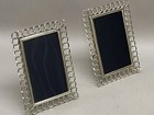 Pair Of Antique Arts And Crafts Brass Ring chain Link loop Photo Frames C1890