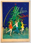 1961 Three Girls Figure Skaters Christmas Vintage Russian Postcard New Year Card