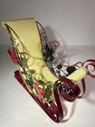 Vintage Christmas Santa s Metal Sleigh Tabletop Center Piece W holly   Cardinals