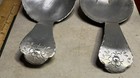 Vintage Hand Wrought Hammered Aluminum Salad Fork spoon Serving Signed Set