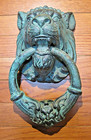 Vintage Cast Iron Lion s Head Door Knocker architectural Large Verdigris Patina