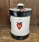 Vintage Ceramic Strawberry Preserves Jam Jelly Jar Lidded Canister Italy 