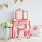 Fantasy Fields Gisele Polka Dot Kids Vanity Table   Stool  Pink   Gold