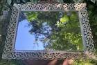 Vintage Gold Tone Floral Filigree Metal Vanity Mirror Dresser Perfume Tray 14 5 