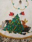 Vintage Handmade Felt Christmas Tree Skirt Sequin Scalloped Edge  36in