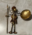 African Warrior Brooch Pin W  Shield   Spear  Multicolor Painted Metal 2 In