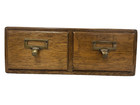 Antique Solid Oak 2 Drawer Card Catalog Library Index File Tabletop Cabinet Box