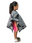 Kids Aztec Poncho   Unisex   Blanket Gaban   6-12 Years    Black   Gray