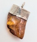 Vintage Amber Freeform Nugget Pendant Silver Capped Organic Handcrafted Nepal