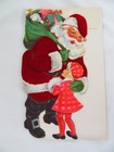 Vintage Hallmark Christmas Card Flocked 2 Sided Santa 12 1 2  L X 6  1 8  Unused