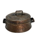 Antique Hand Hammered Copper  Pot With Lid With Handles