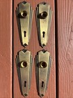 Four Antique vintage Back Plates  Victorian  Art Deco  Door Hardware Brass 