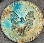2017 American Silver Eagle 1 Oz  999 Fine Silver Coin Uncirculated Rainbow Toned