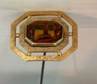   awesome   Antique Brass Hatpin W beveled Amber R-stone   10       Excellent 