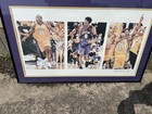 Kobe   Shaq O neal Lakers Framed Colored Hand Painted By W Zavala 29  X 18 1 4 