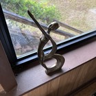 Vintage Brass Or Bronze Art Nouveau Woman Statue On Stone Base 13 5    Art Deco
