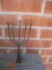 Antique 5 - Tine Prong    Fish Eel Frog Gog Spear Head Tool Rusted Art Decor Usa