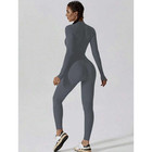 Yoga Jumpsuit Women Seamless Sports Zipper Jumpsuit Set Gym Long Sleeve Fitness