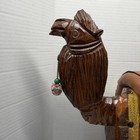 Vintage Hand Carved Camel Foot Stool Wood Leather With Tassels Mcm 20    Tall
