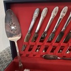 1847 Rogers Bros Silver Plated Floral Flatware Set W Case  63 Pcs 