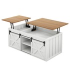 48 farmhouse Lift Top Coffee Table With Sliding Barn Door hidden Storage Cabinet