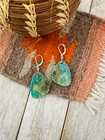 Handcrafted Sterling Silver   Turquoise Slab Dangle Earrings
