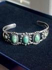 Old 1930s Native American Silver And Turquoise Concho Dome Bracelet 6 1 4   
