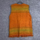 Vintage Dartmaid Garment Unisex Wool Striped Fringe Vest Front Pockets Size 36