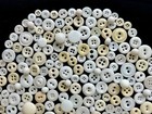 Lot Of 200 Vtg Antique White China Glass   Beige Porcelain Buttons Some Piecrust