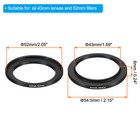 2 Pcs 43mm-52mm Metal Step Up Ring Camera Lens Filter Adapter Ring Black