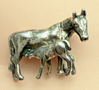 Vintage Solid Sterling Horse And Foal Miniature Figure Sculpture