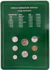 Set Of 8 East Germany Coins In Info Card W stamp   Postmark
