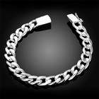 925 Sterling Silver Hip Hop Bracelet 10mm 8 Inch Men s Fashion Jewelry Yb02