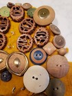 Vintage Lot Wooden Buttons Round Oval Carved Etc