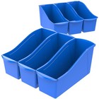 Large Plastic Book Bin  Kids  Paper Storage  Blue  6-pack