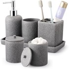 Bathroom Accessory Set Soap Dispenser Toothbrush Holder Tumbler Vanity Tray Jars