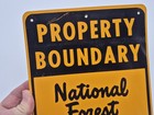 Nos Vintage Us Forest Service Property Boundary Sign National Park Smokey Bear